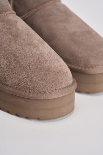Stivale donna con suola platform in pelle scamosciata tortora - 4