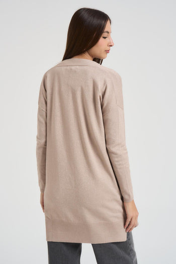 Cardigan donna beige in lure - 3