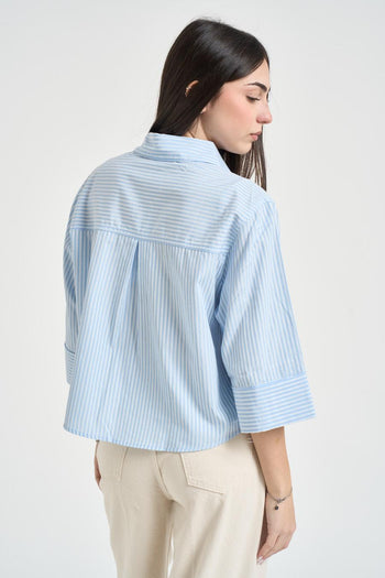Camicia donna a righe azzurre - 4