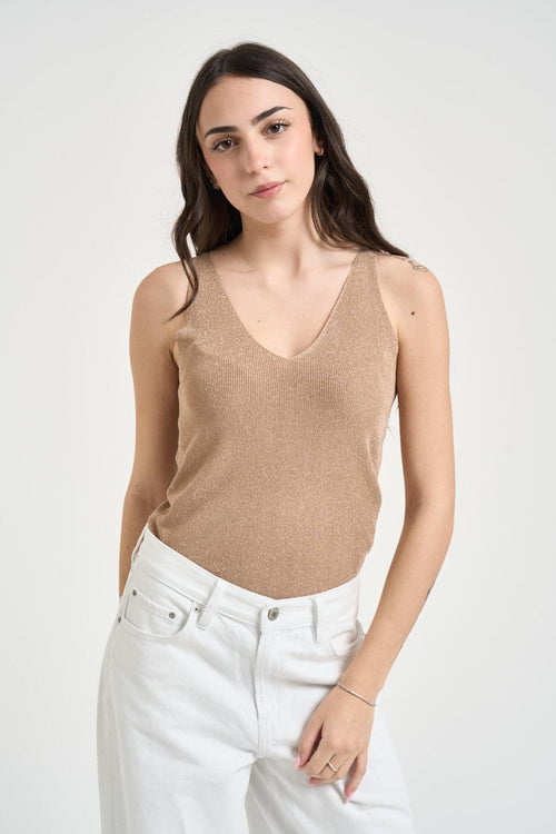 Top donna in lurex oro