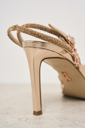 Women's sandal with heel and crystals - 5