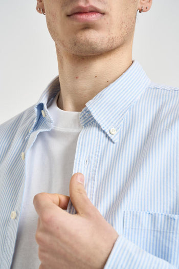 Camicia uomo a righe bianche e azzurre - 4