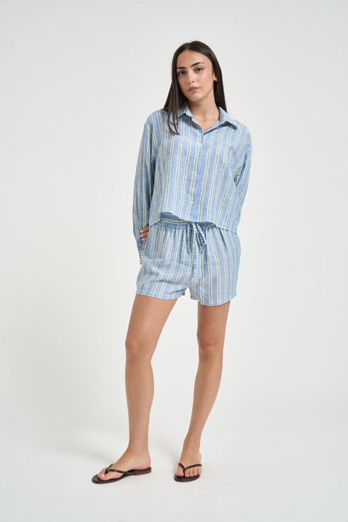 Camicia donna a righe celeste - 1