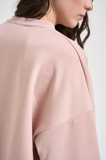 Felpa donna cropped rosa - 5