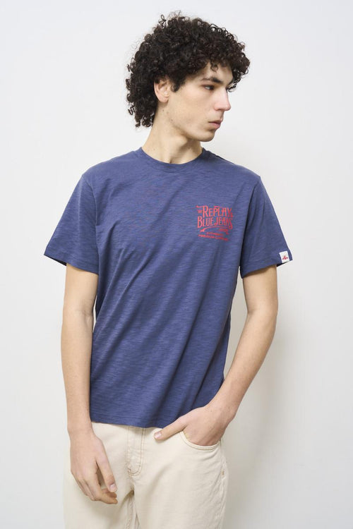 T-shirt uomo girocollo blu vintage - 2