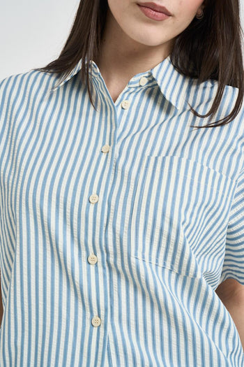 Camicia donna cropped celeste - 4