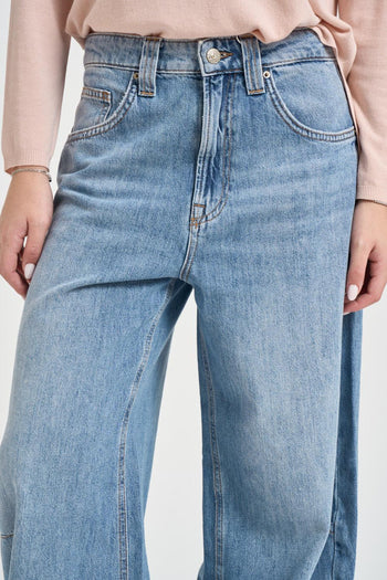 Jeans donna balloon in denim blu chiaro - 3