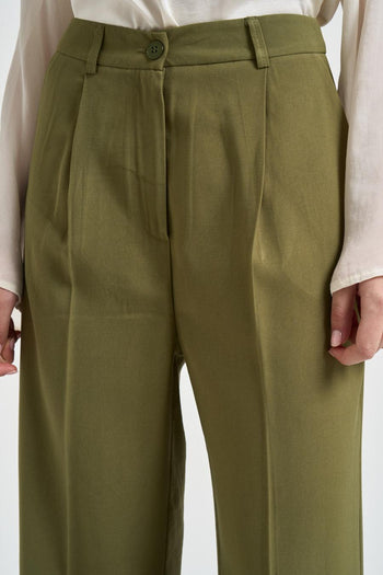 Pantalone donna gamba dritta verde oliva - 4