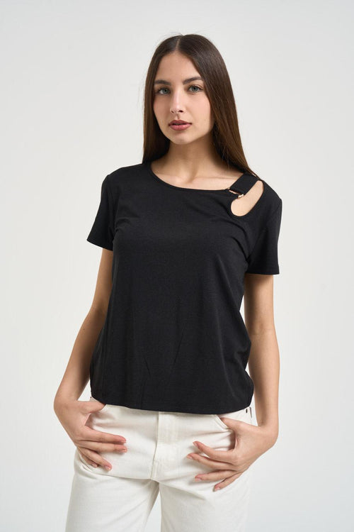 T-shirt donna girocollo nera