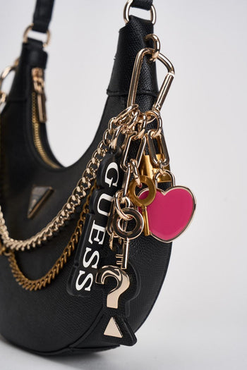 Borsa donna a spalla nera con charms - 5