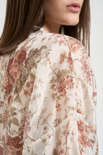 Camicia donna con stampa floreale panna - 5
