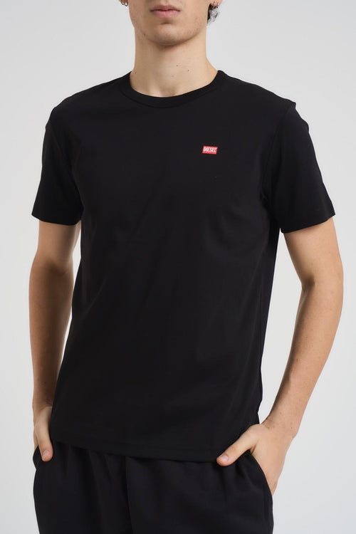 T-shirt uomo girocollo nera con logo