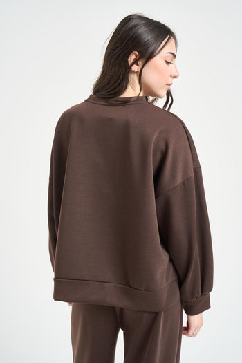 Felpa donna cropped moro - 3