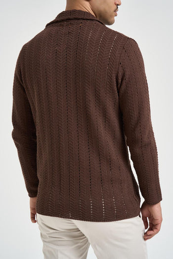 Giacca uomo in maglia marrone - 4