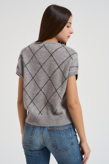 Gilet donna a rombi grigio - 3