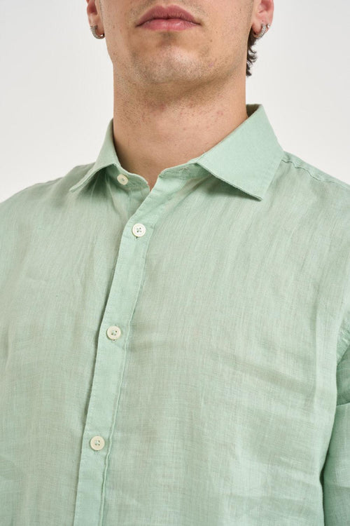 Camicia uomo in lino verde acqua - 2