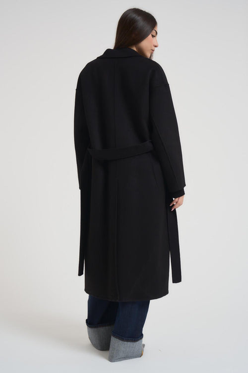 Cappotto donna doppiopetto lungo nero - 2