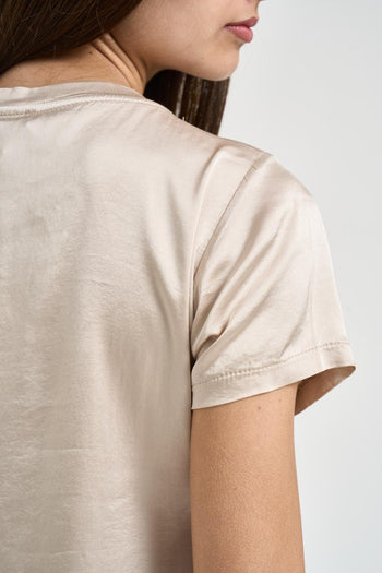T-shirt donna girocollo beige - 4