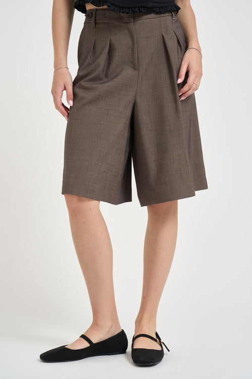 Bermuda donna in tessuto misto marrone
