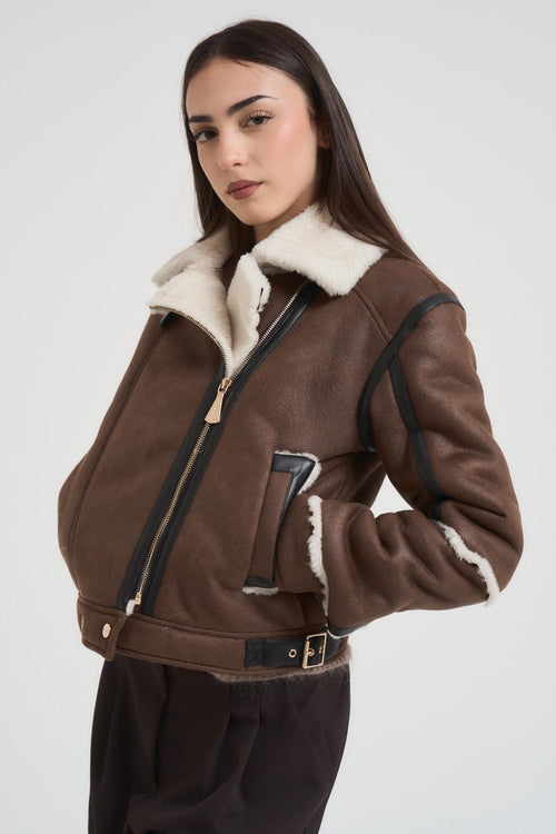 Ecomontone donna corto marrone