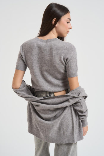 Set cardigan donna e t-shirt grigio - 8