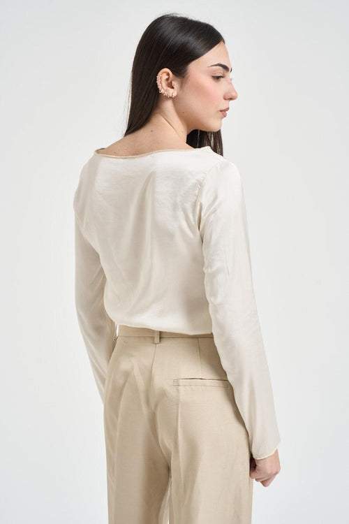 Blusa donna satinata panna - 2