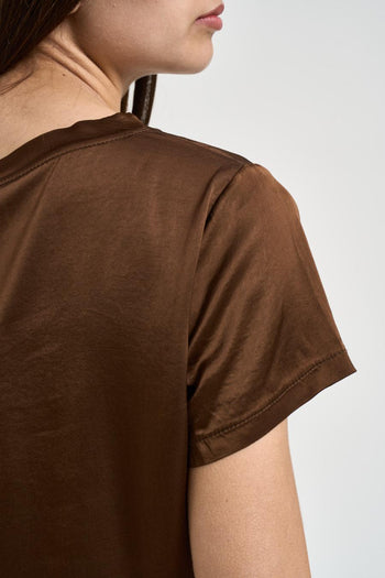T-shirt donna girocollo marrone - 4