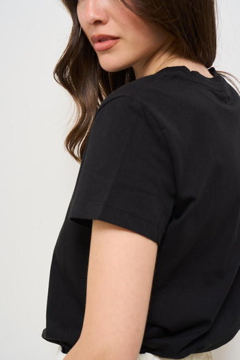 T-shirt donna girocollo nera - 5