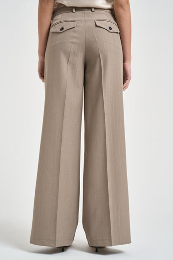 Pantalone donna gessato tortora - 3