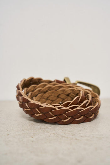Women's camel braided belt - 3