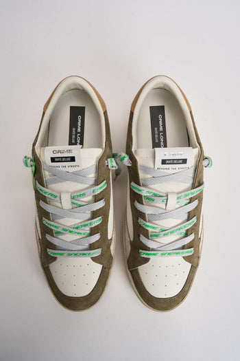 Sneakers uomo bianca e suede verde militare - 6