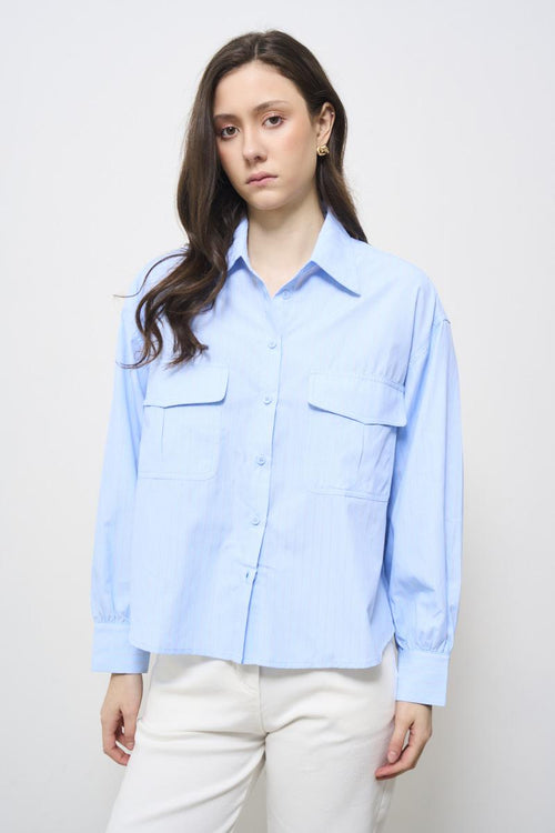 Camicia donna celeste