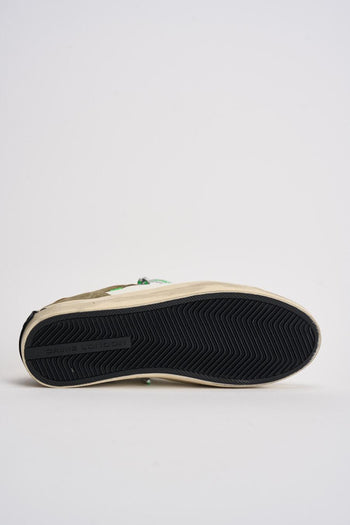 Sneakers uomo bianca e suede verde militare - 9