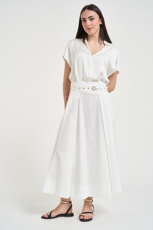 Blusa donna in raso bianca