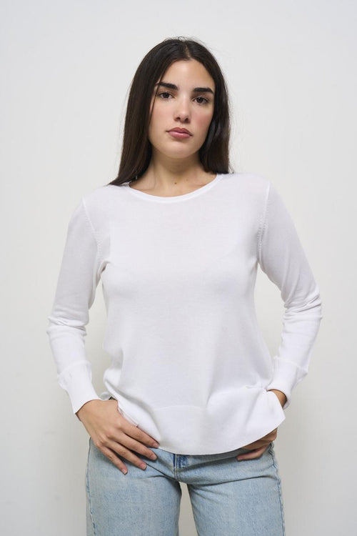 Women's white crew neck sweater