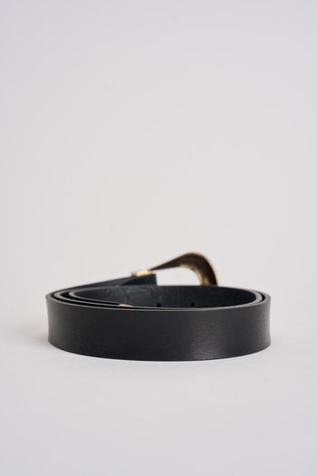 Cintura donna nera con fibbia dorata - 3