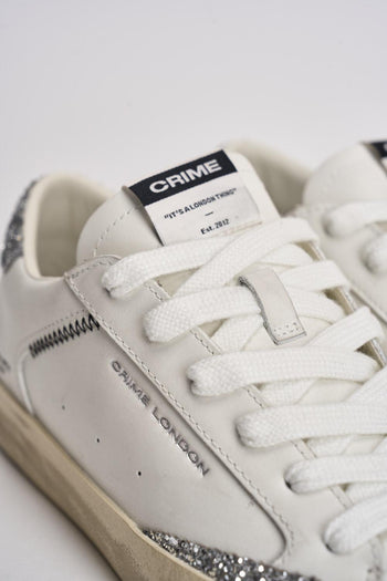Sneakers donna bianche e glitter argento - 5
