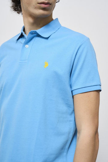Light blue and yellow men's polo shirt - 3