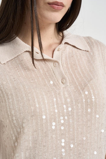 Polo donna manica corta beige - 3