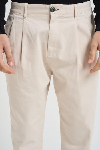 Pantalone uomo con pinces panna - 5