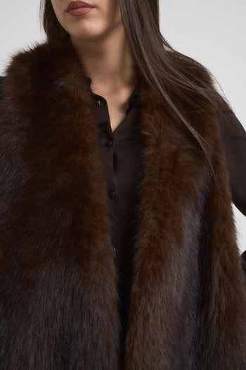 Gilet donna in ecopelliccia marrone - 3