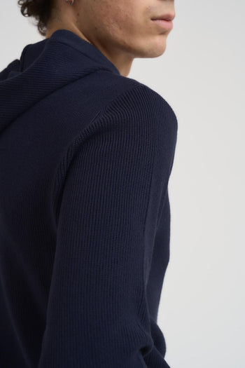 Felpa uomo in maglia con cappuccio blu - 5