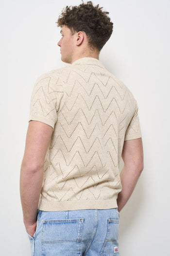 Polo uomo traforata beige - 5