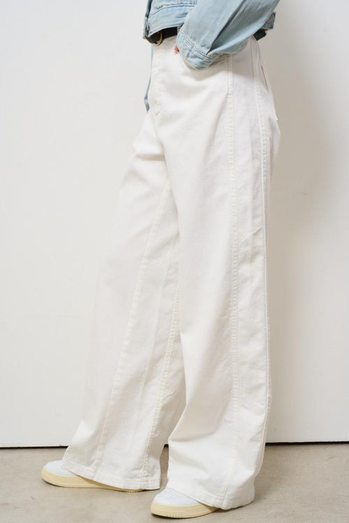 Jeans donna a palazzo in denim bianco - 2