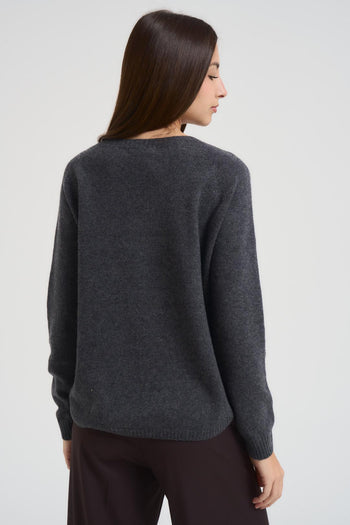 Maglia donna scollo a barchetta antracite - 3