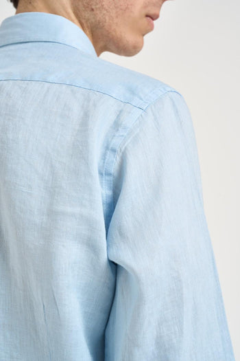 Camicia uomo in lino celeste - 6