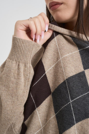 Maglia donna con rombi beige - 3