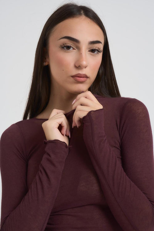 Maglia donna melanzana scollo a barca - 2
