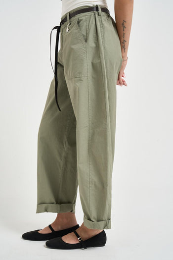 Pantalone donna barrel fit verde - 3