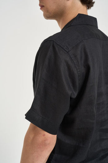 Camicia uomo in lino nera - 7